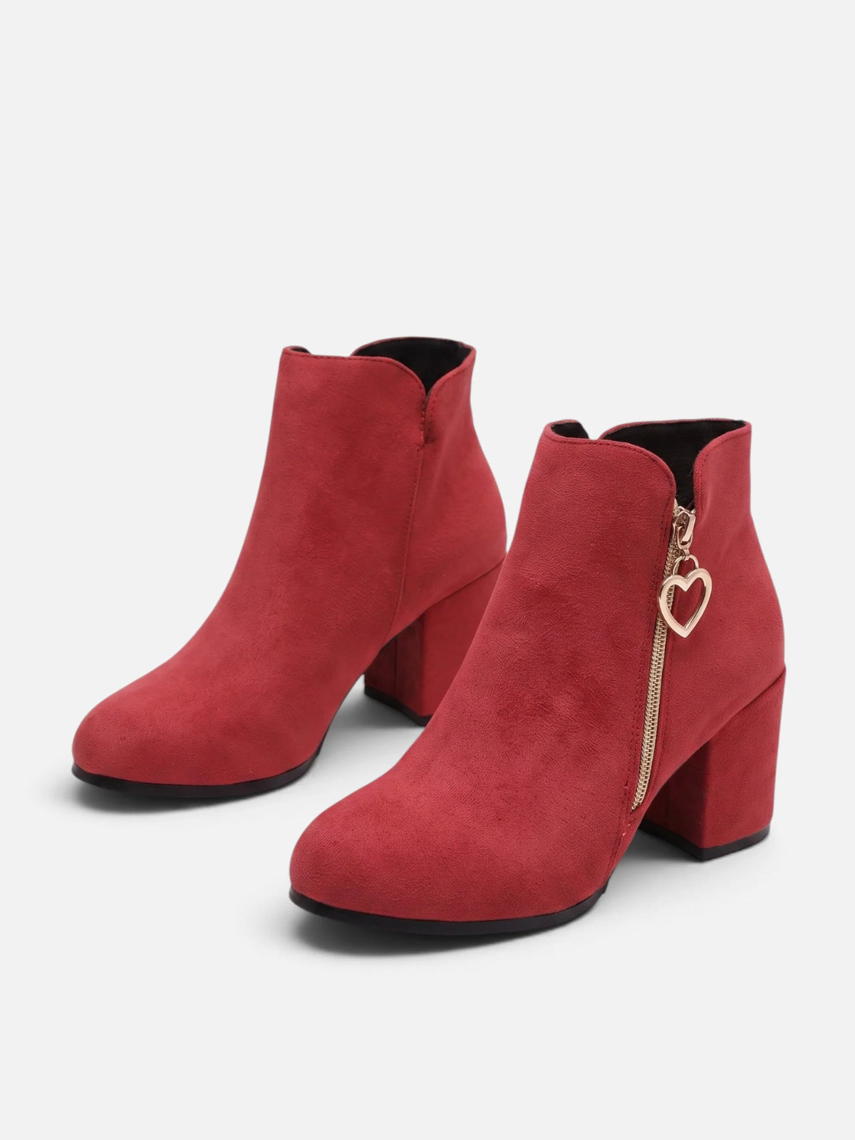 Women's Suede Look Zip Block Heel Ankle Boots