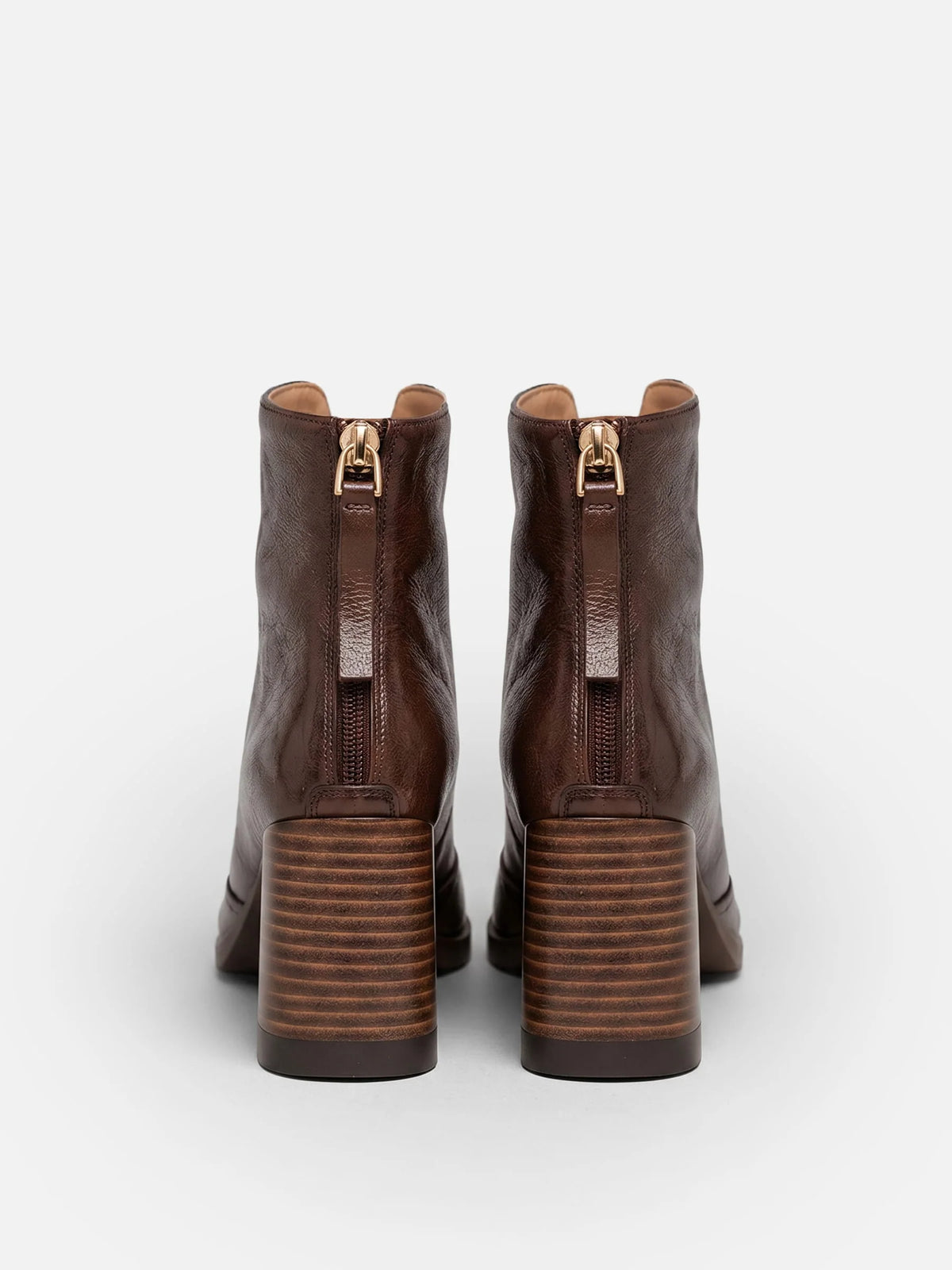 Women's Leather Square Toe Block Heel Ankle Boots