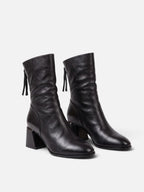 Women's Leather Block Heel Tassel Ankle Boots