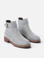 Women's Suede Buckle Chunky Sole Chelsea Boots