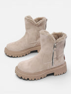 Women's Suede Fur Lined Chunky Sole Ankle Boots