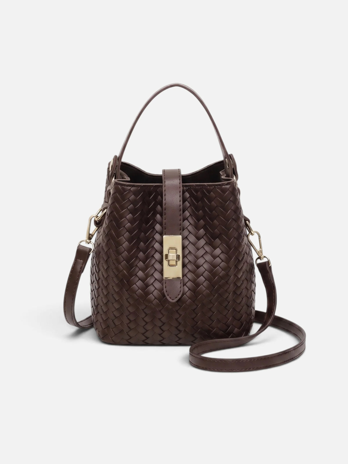 Women's Woven Leather Look Bucket Bag