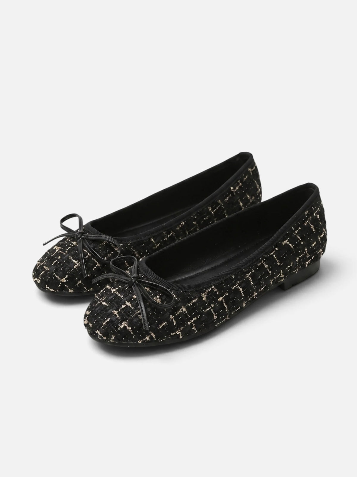 Women's Tweed Bow Ballet Flats