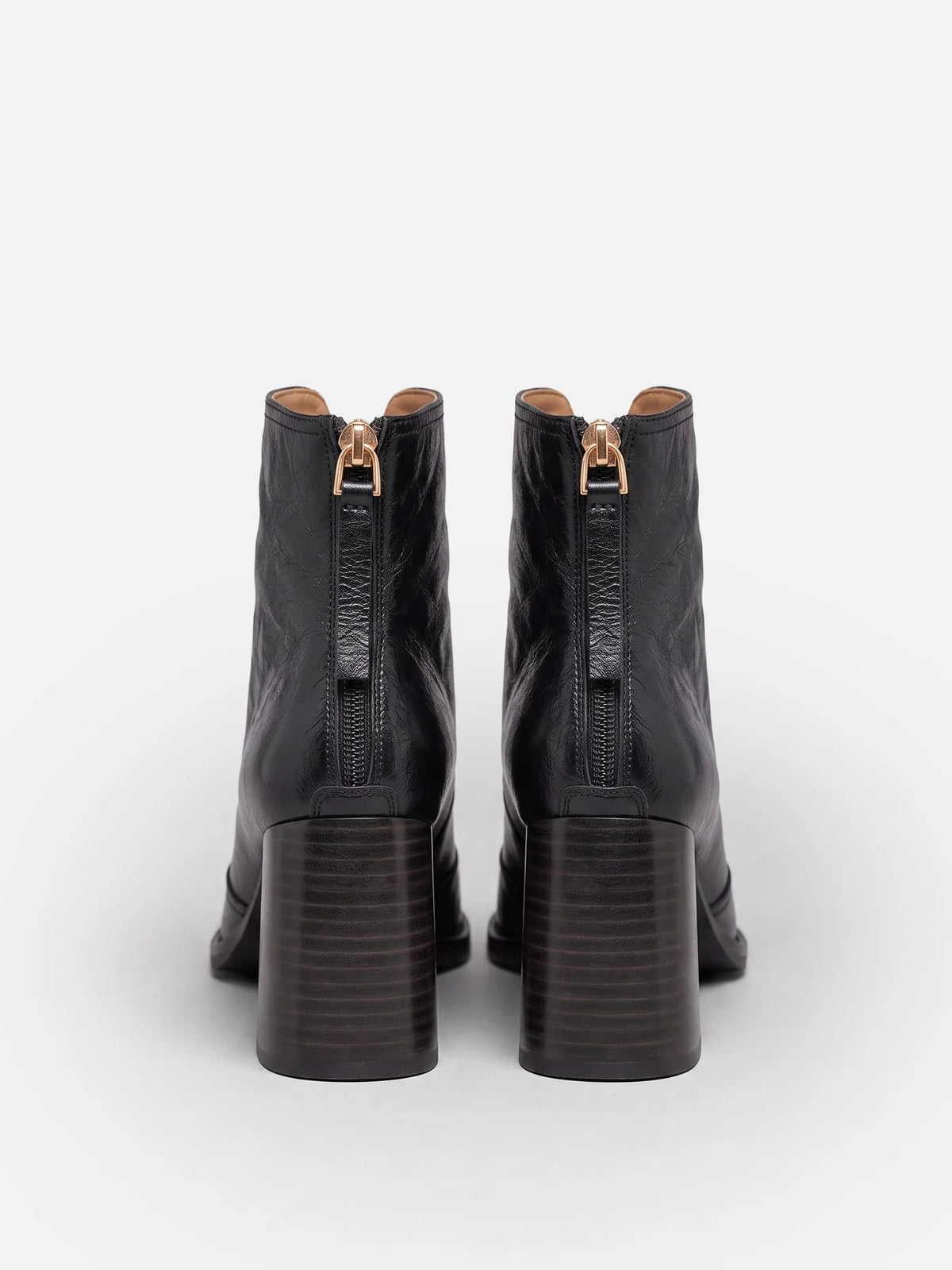 Women's Leather Square Toe Block Heel Ankle Boots