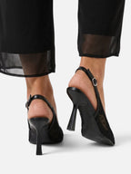 Women's Floral Lace Slingback Pointed Toe Pumps