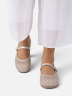 Women's Crochet Buckle Mary Jane Ballet Flats