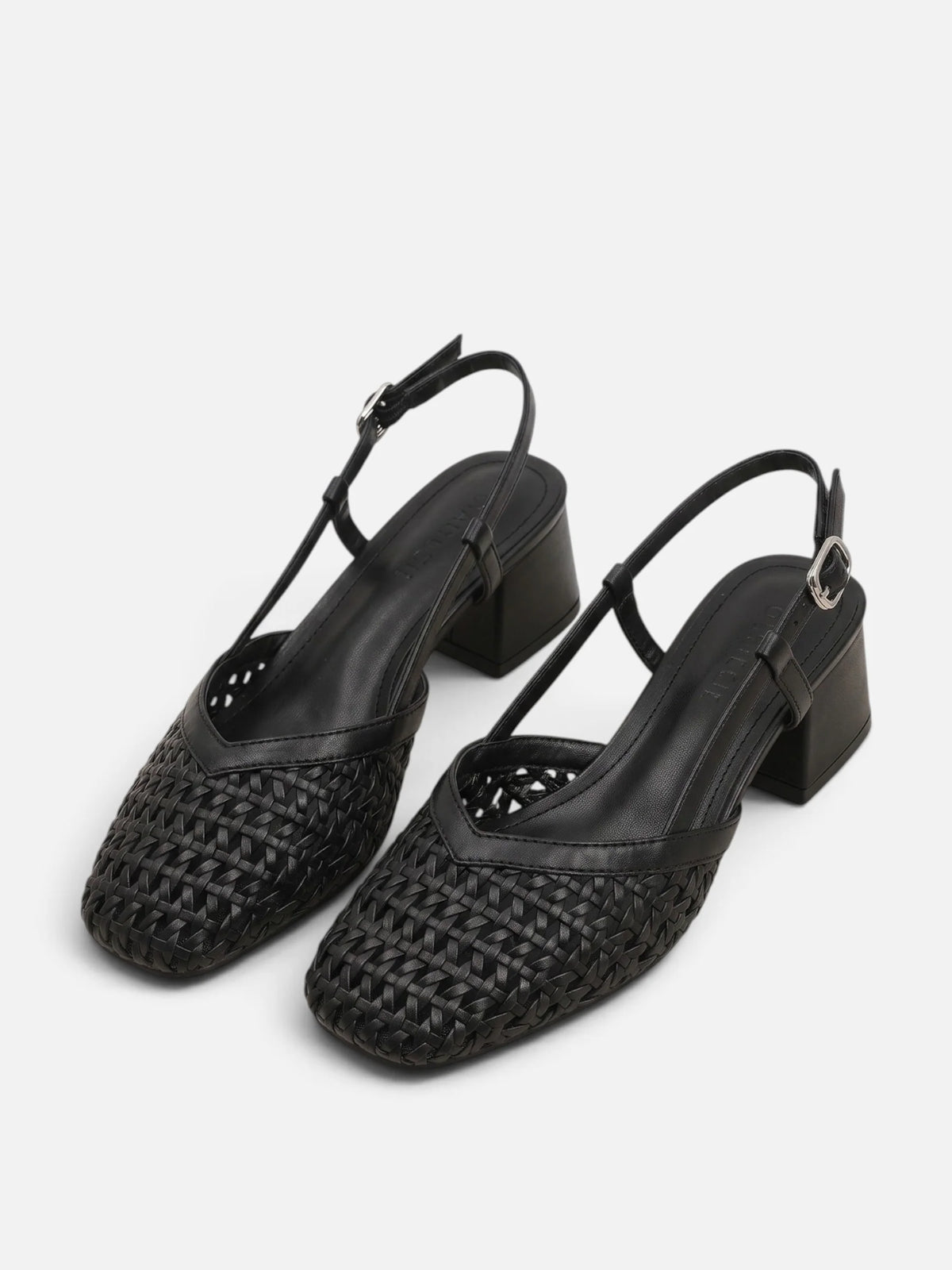 Women's Woven Slingback Block Heel Pumps