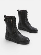 Women's Leather Lace-Up Combat Boots