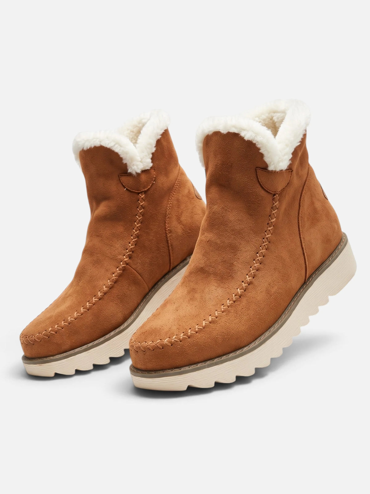 Women's Suede Look Fur Lined Wedge Ankle Boots