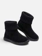 Women's Suede Look Knit Cuff Sock Boots