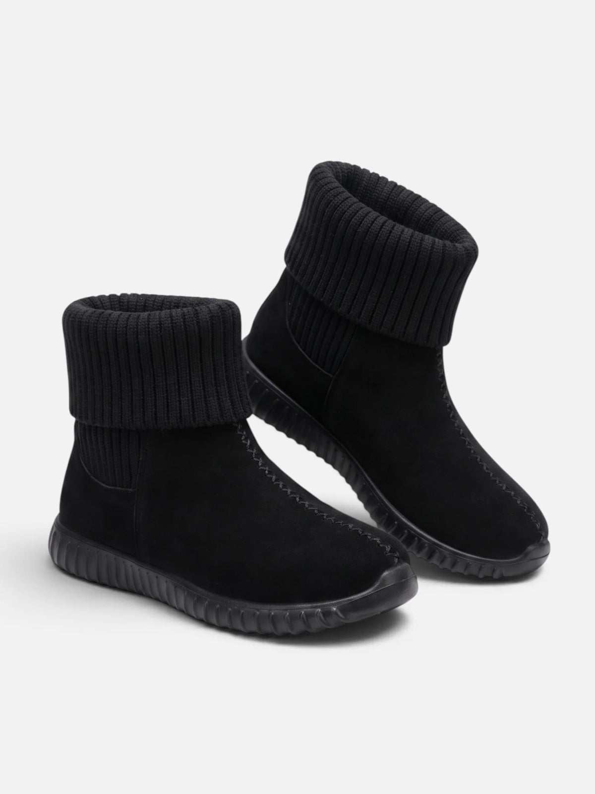 Women's Suede Look Knit Cuff Sock Boots