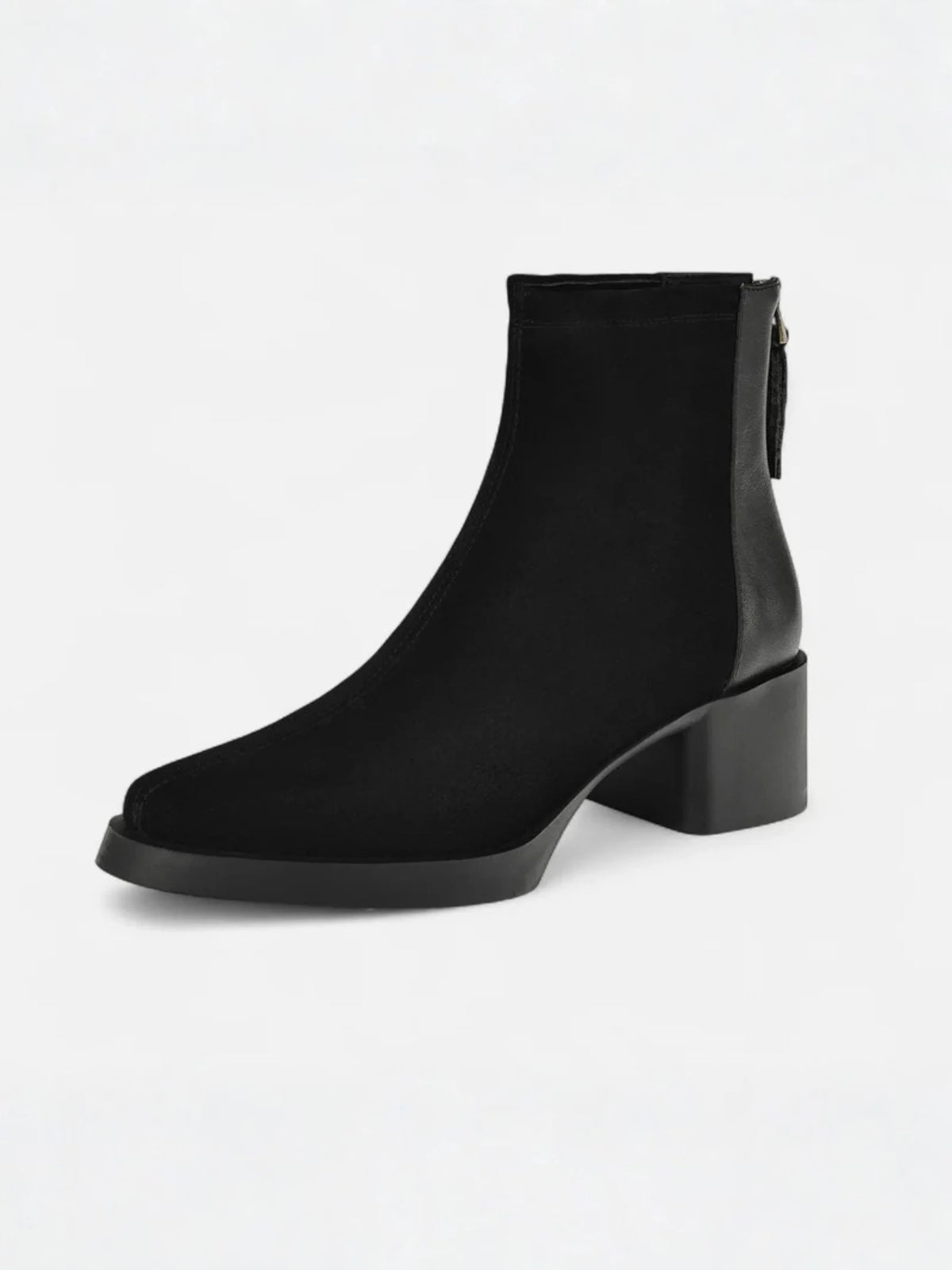 Women's Suede Pointed Toe Block Heel Ankle Boots
