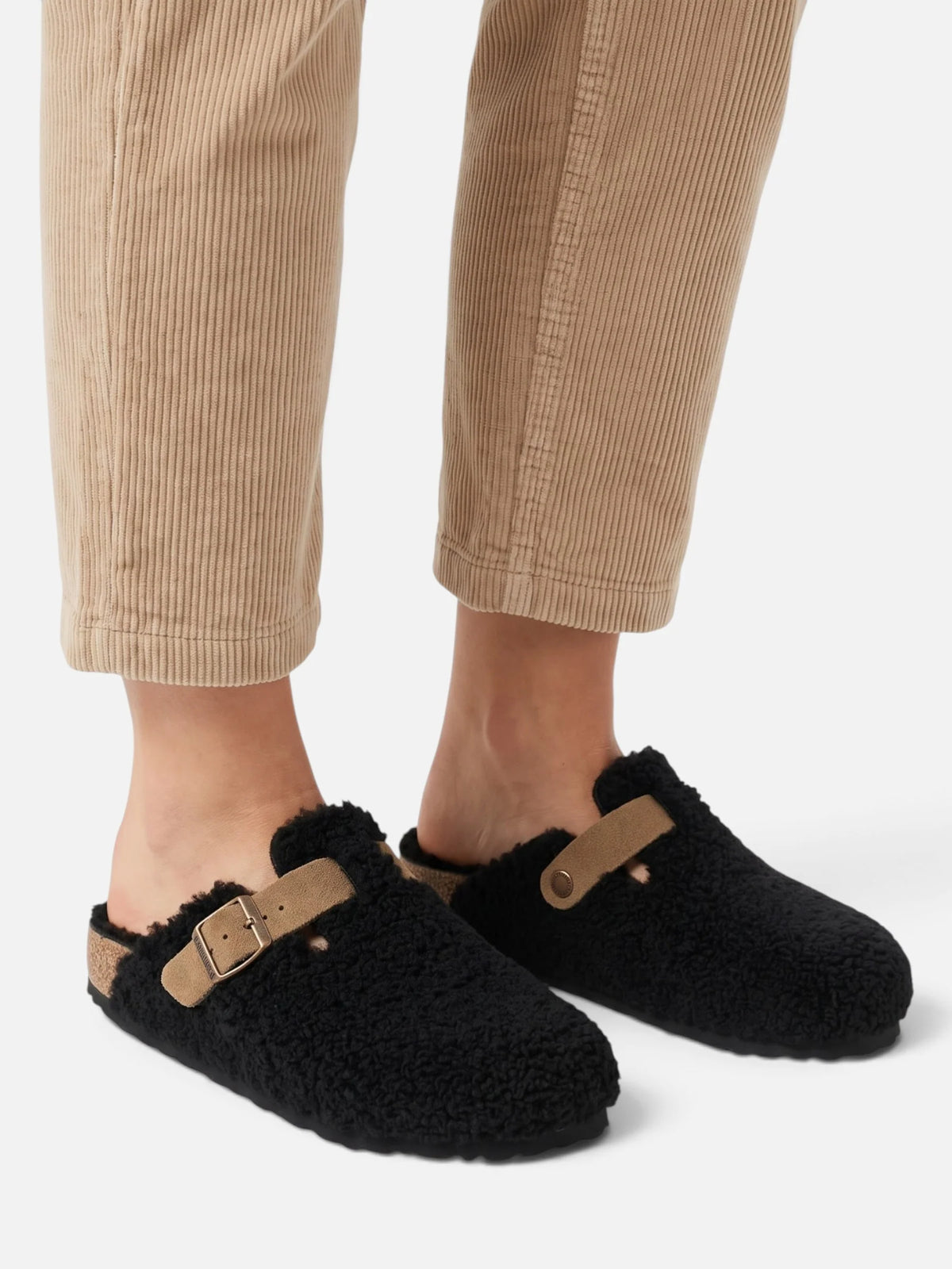 Women's Shearling Look Buckle Clogs