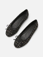 Women's Tweed Bow Ballet Flats