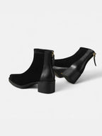 Women's Suede Pointed Toe Block Heel Ankle Boots