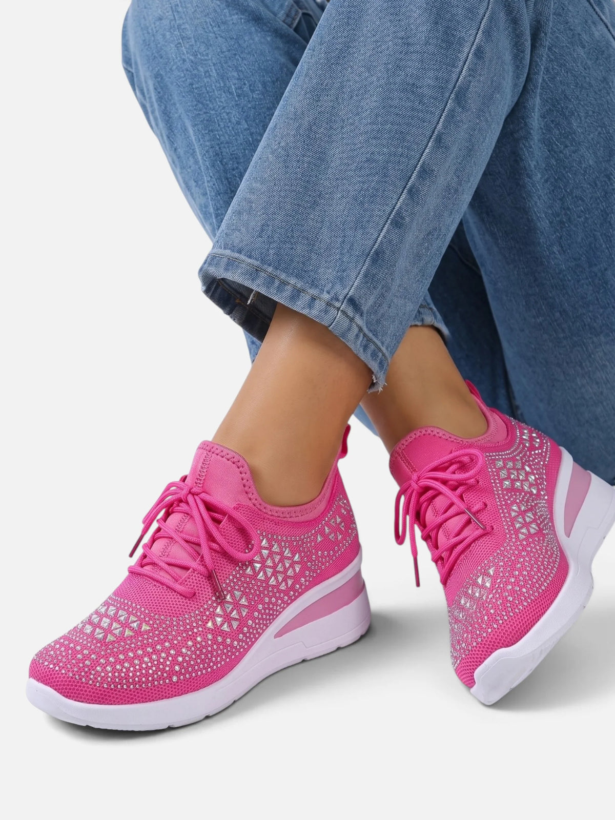 Women's Rhinestone Wedge Sneakers