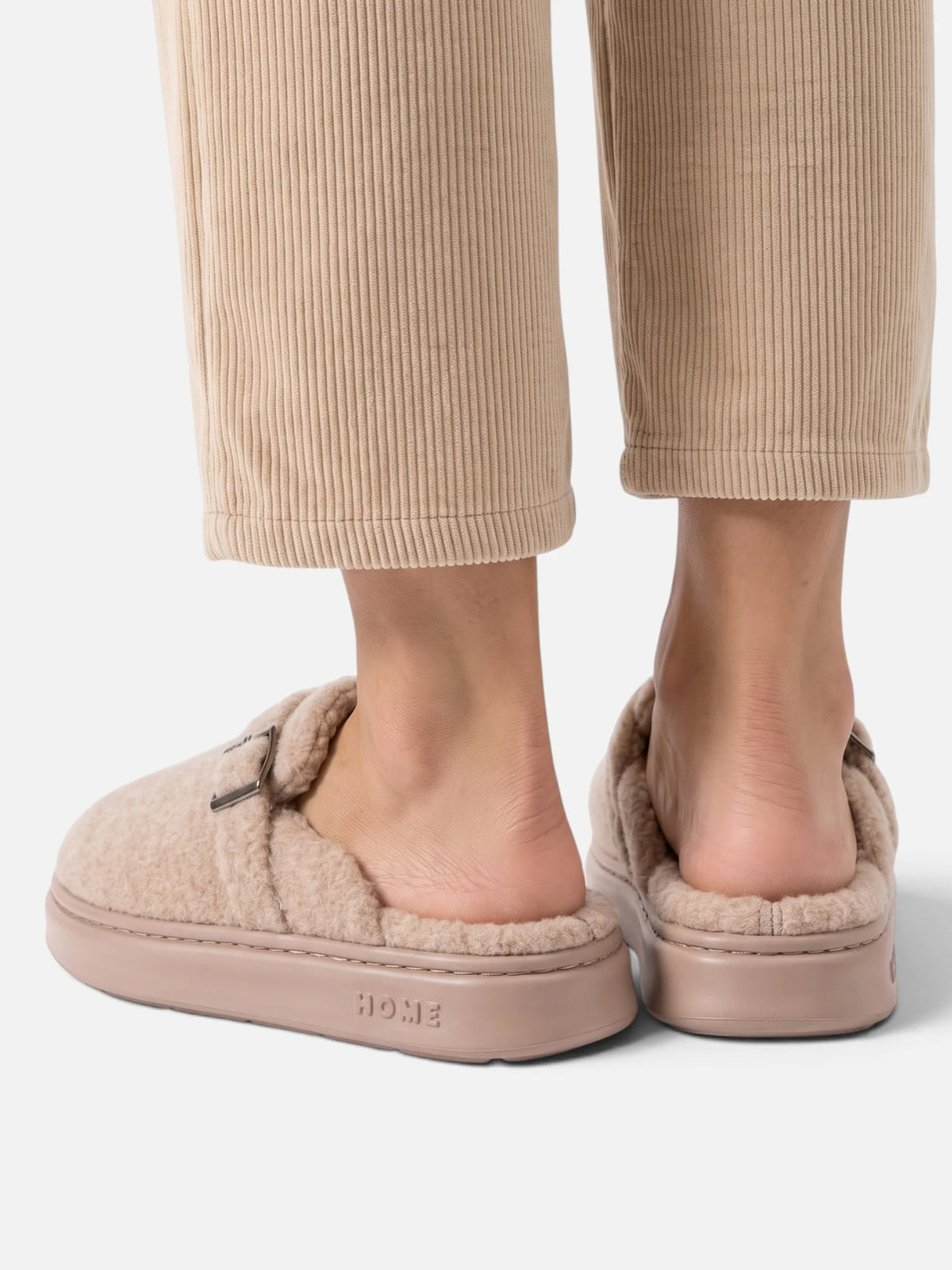 Women's Plush Platform Buckle Slippers