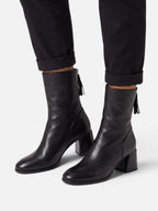 Women's Leather Block Heel Tassel Ankle Boots