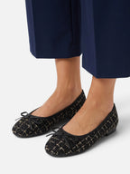 Women's Tweed Bow Ballet Flats