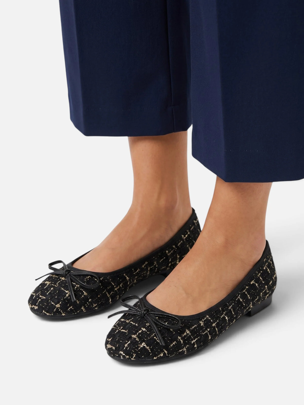 Women's Tweed Bow Ballet Flats