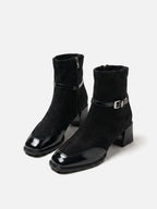 Women's Suede Buckle Block Heel Ankle Boots
