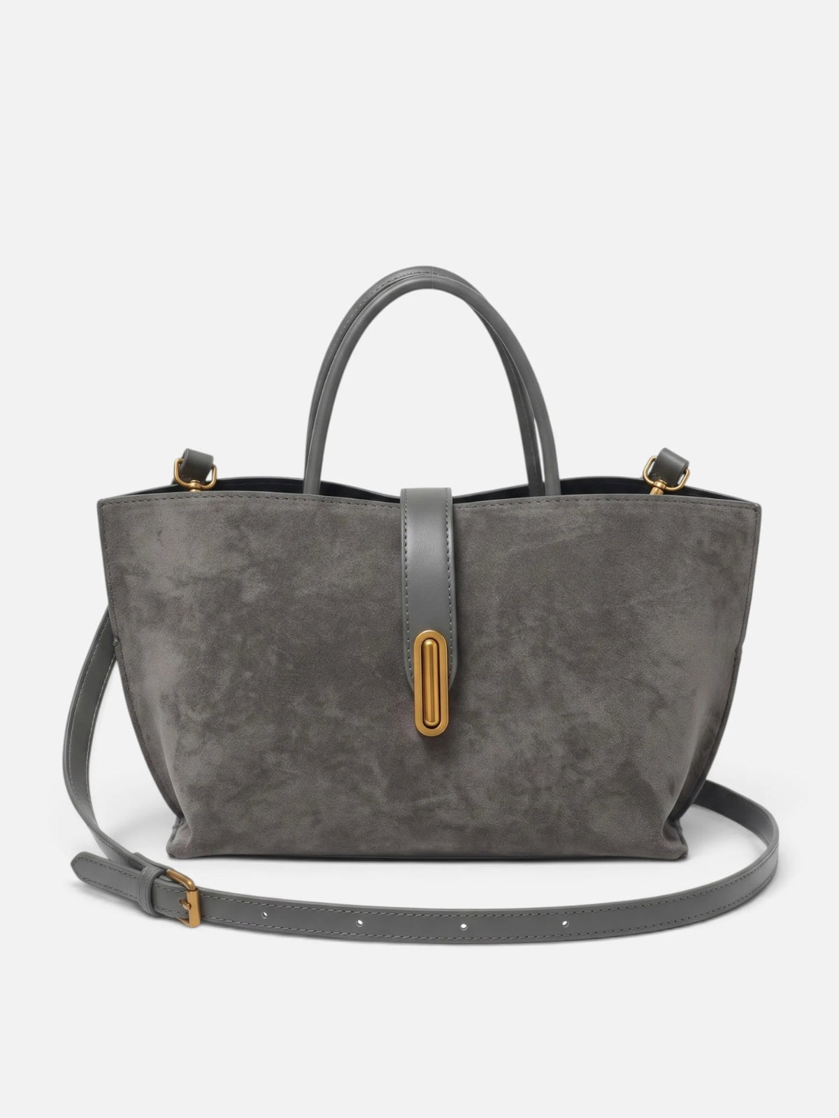Women's Suede Look Turn-Lock Tote Bag