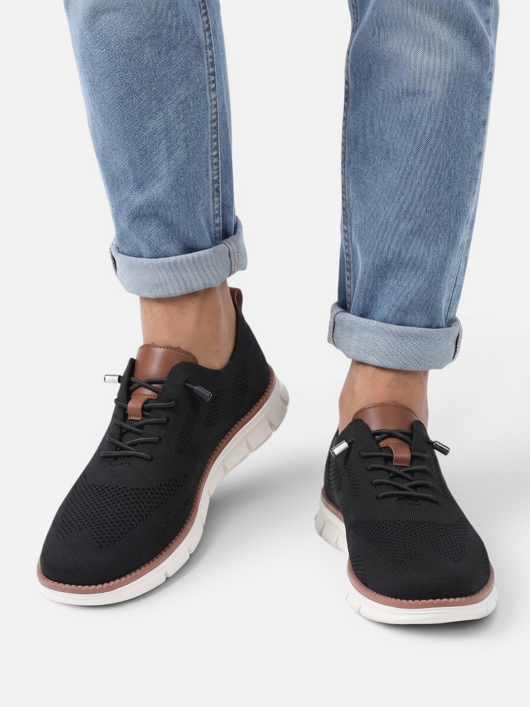 Men's Knit Lace-Up Chunky Sole Sneakers