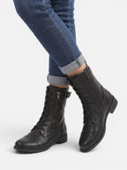 Women's Leather Lace-Up Combat Boots