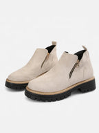 Women's Suede Zip Chunky Sole Ankle Boots
