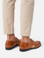 Men's Woven Leather Cut-Out Loafers