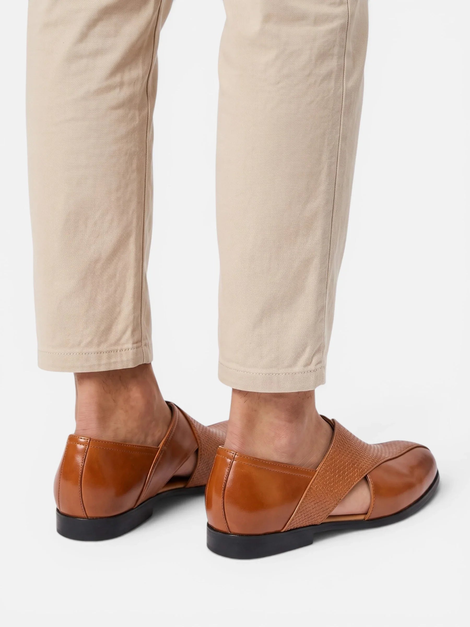 Men's Woven Leather Cut-Out Loafers