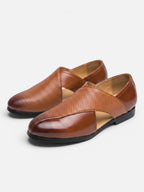 Men's Woven Leather Cut-Out Loafers
