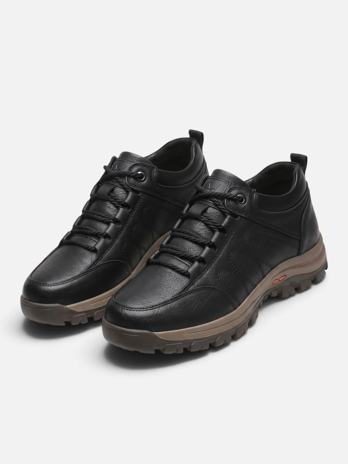 Men's Leather Look Lace-Up Chunky Sole Walking Shoes