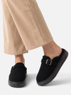 Women's Plush Platform Buckle Slippers