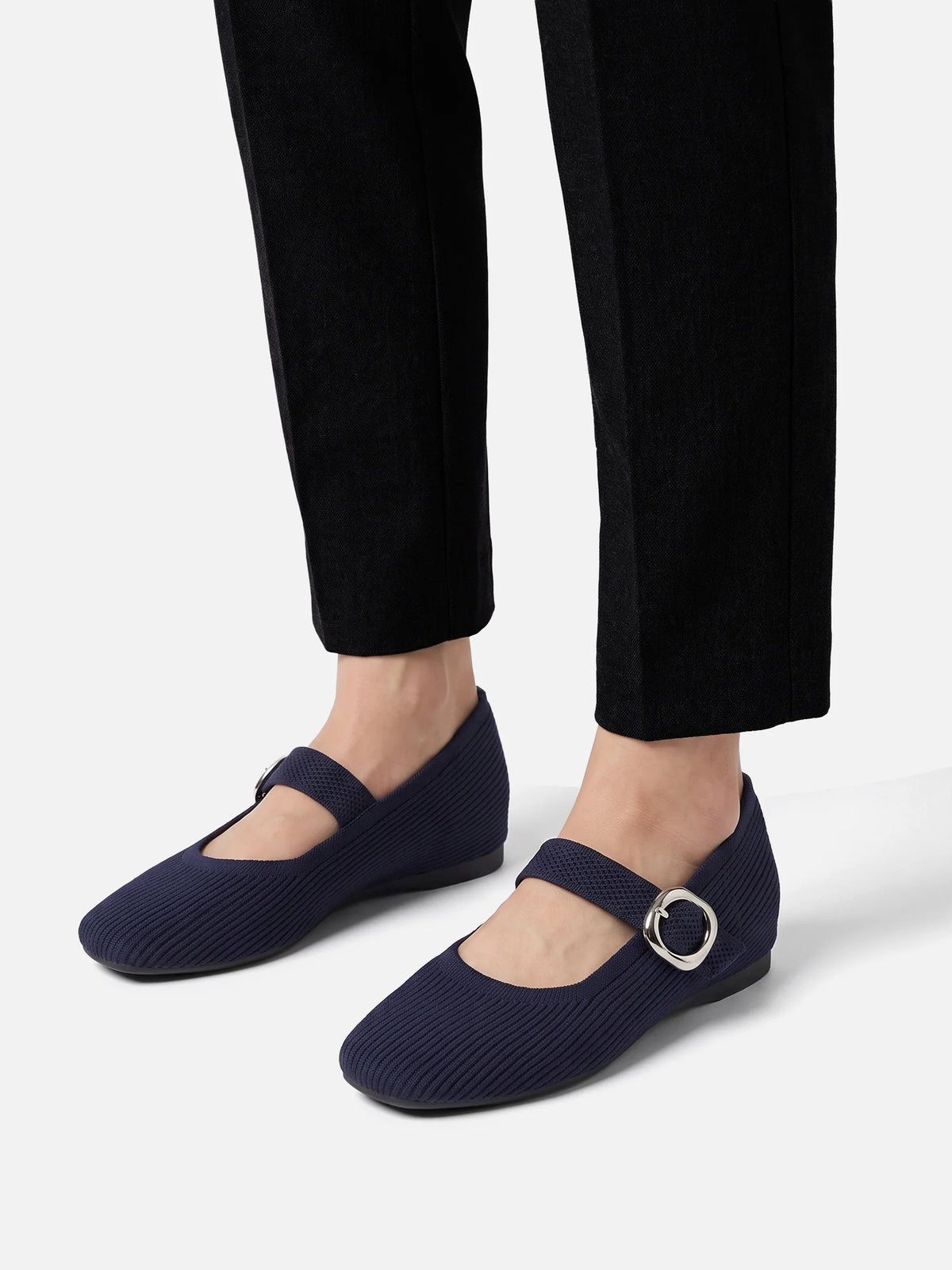 Women's Knit Buckle Mary Jane Ballet Flats