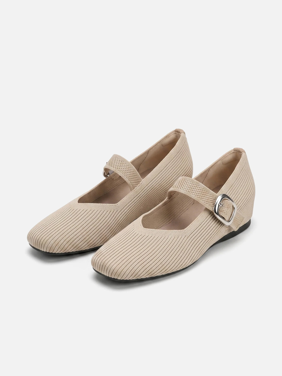 Women's Knit Buckle Mary Jane Ballet Flats