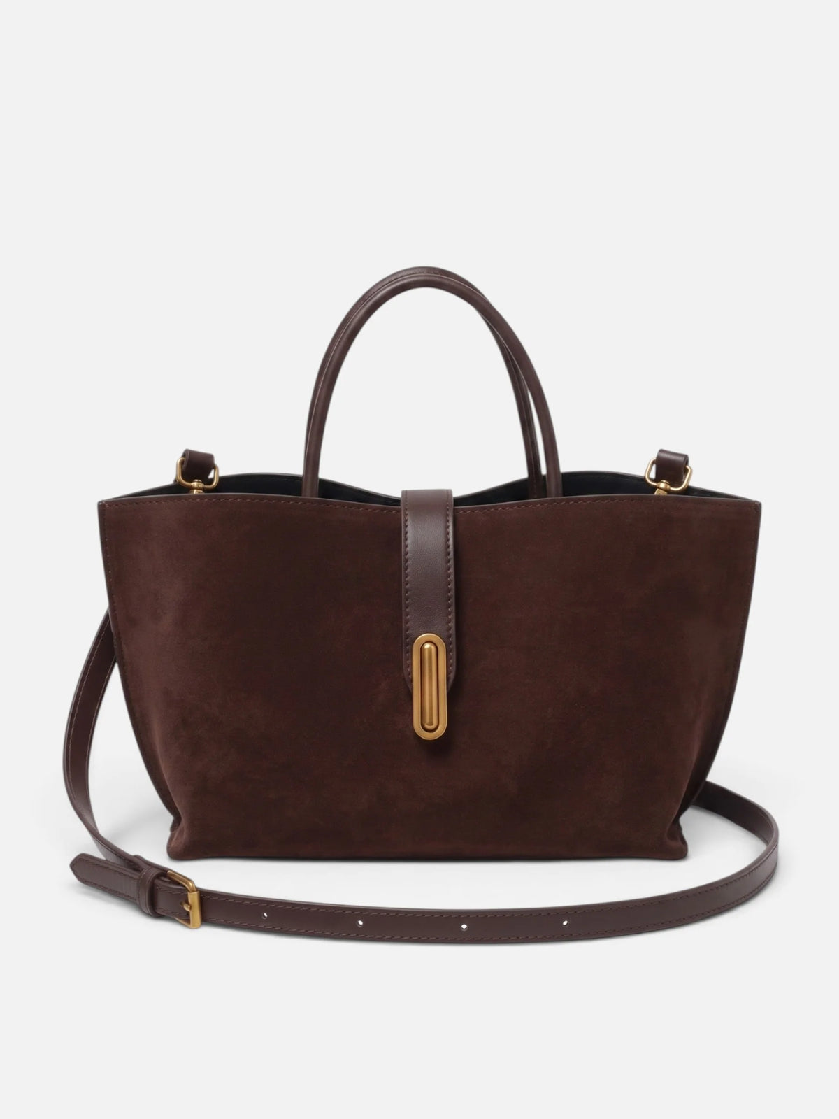Women's Suede Look Turn-Lock Tote Bag