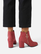 Women's Suede Look Zip Block Heel Ankle Boots