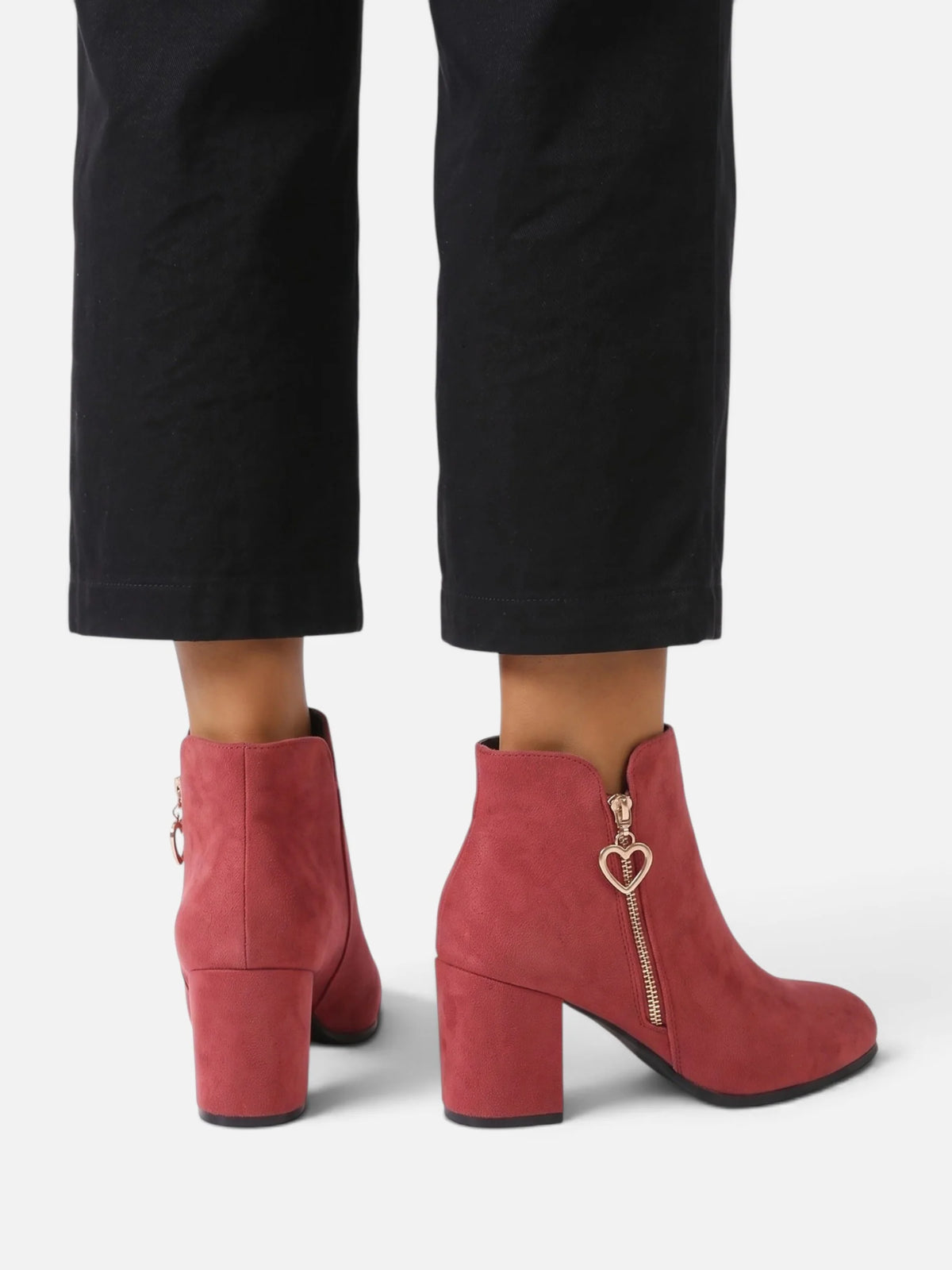 Women's Suede Look Zip Block Heel Ankle Boots