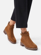 Women's Suede Buckle Chunky Sole Chelsea Boots