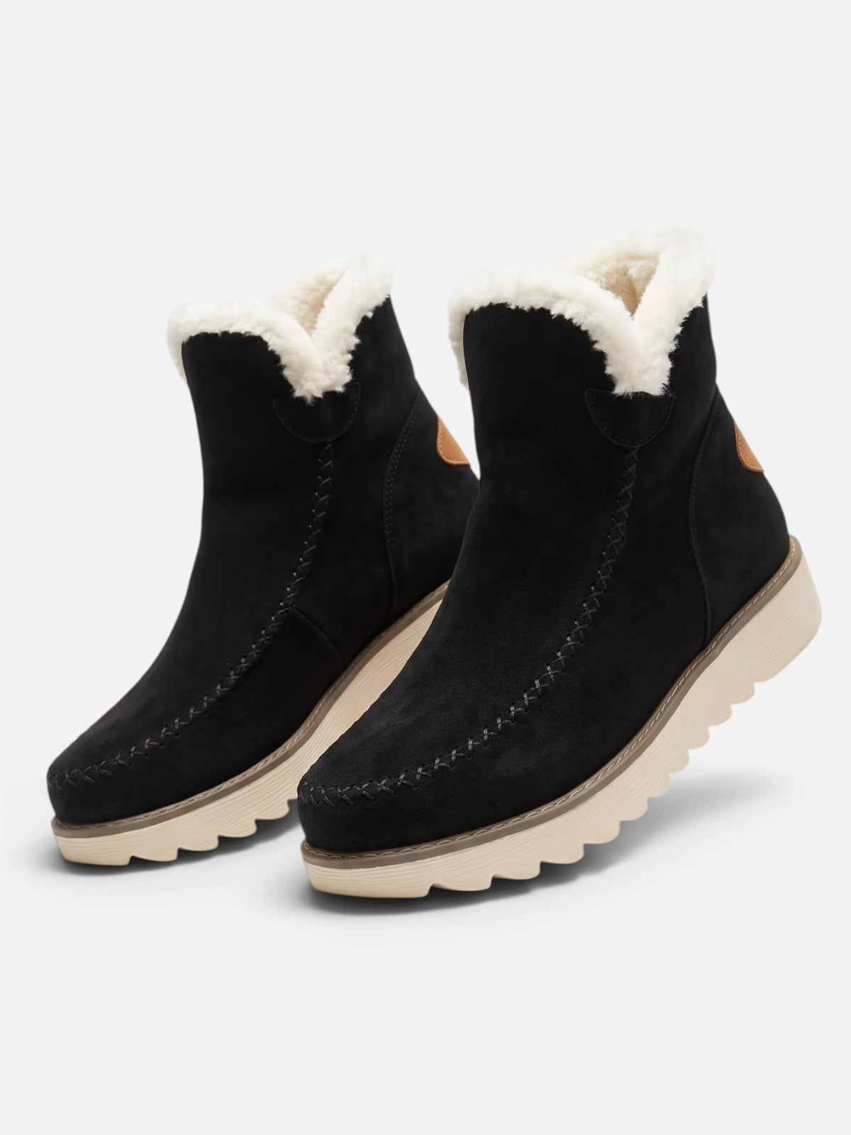Women's Suede Look Fur Lined Wedge Ankle Boots