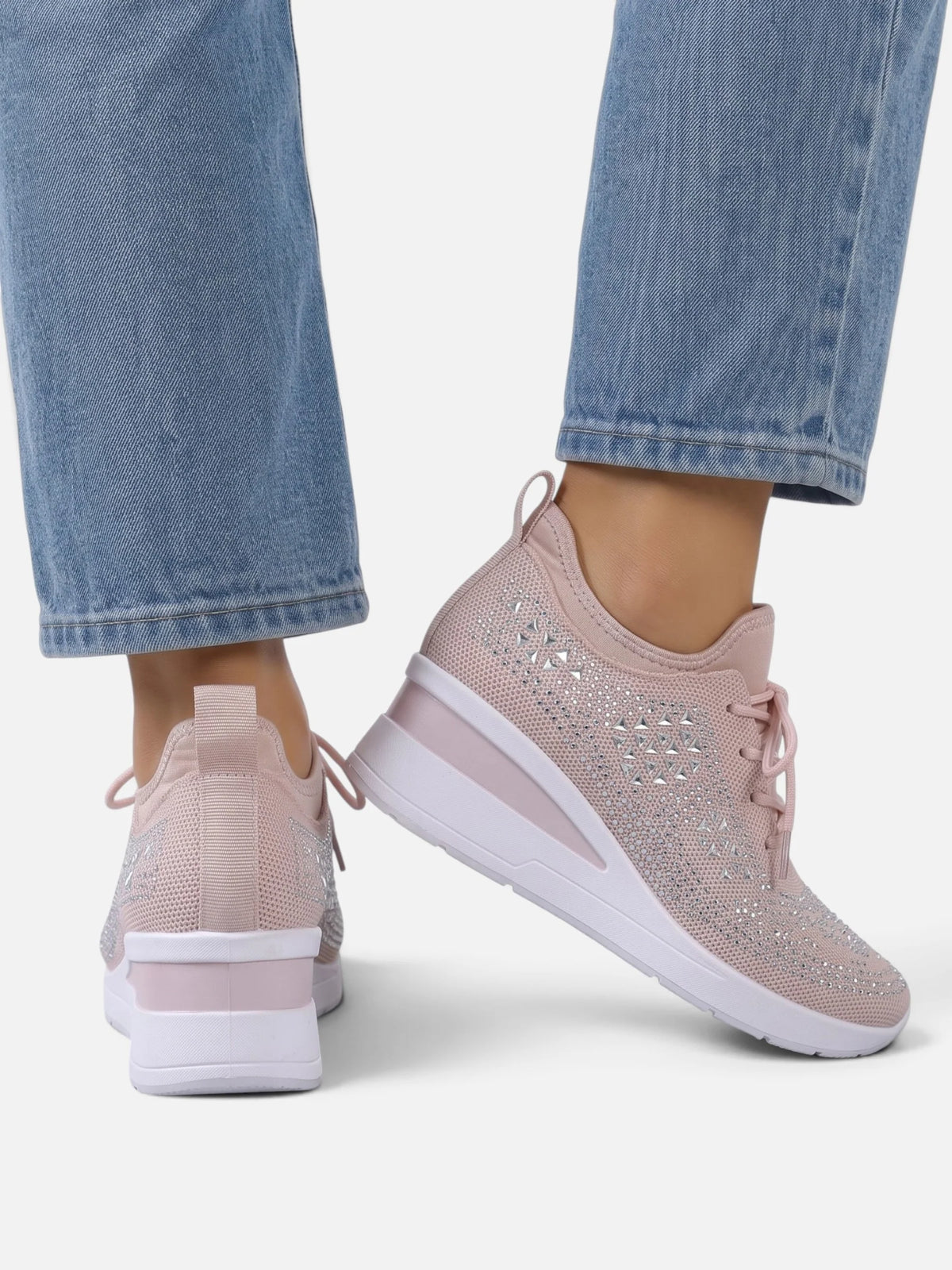 Women's Rhinestone Wedge Sneakers