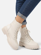 Women's Lace Up Chunky Sole Ankle Boots