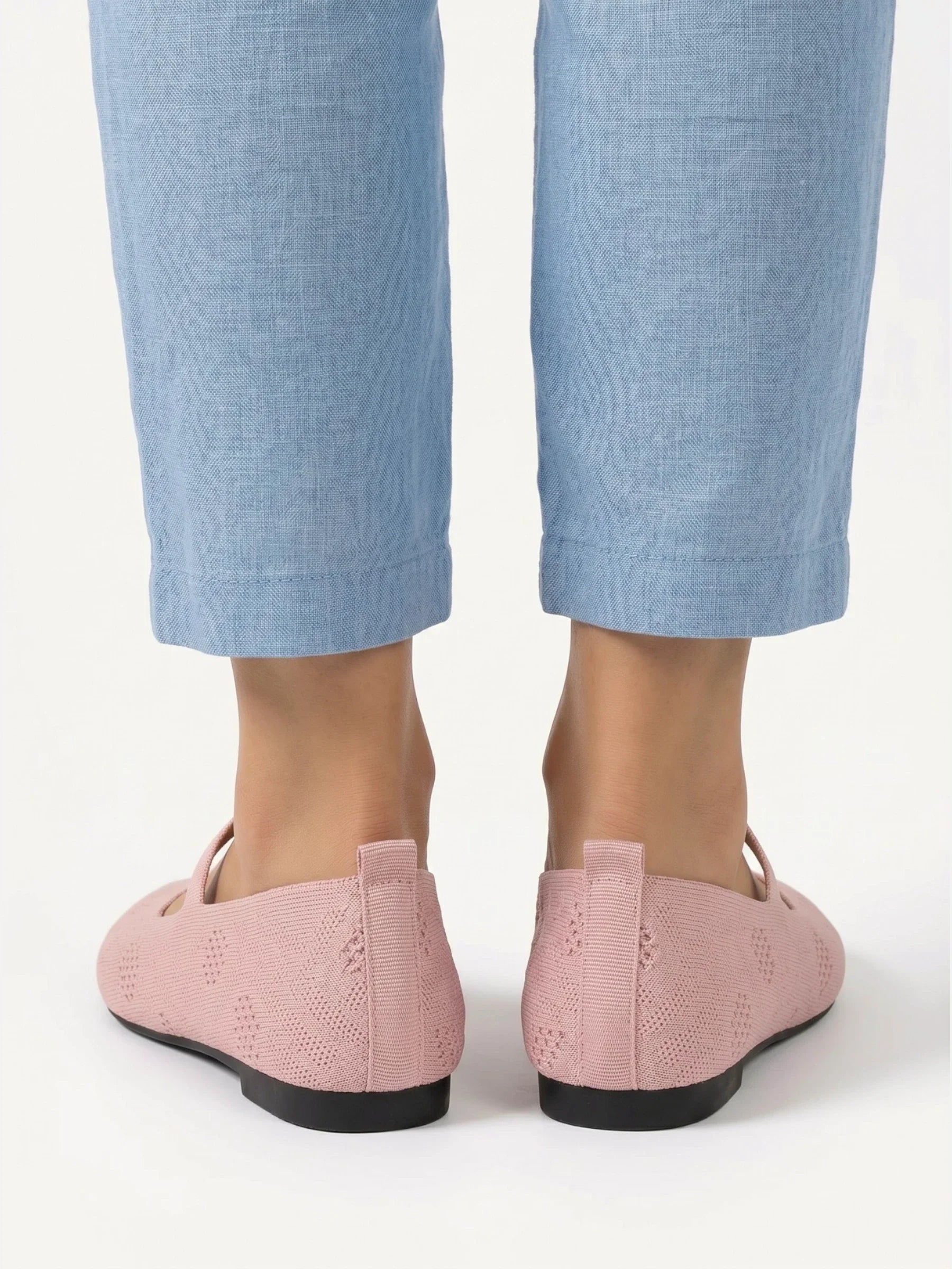 Women's Knit Pointed Toe Mary Jane Ballet Flat