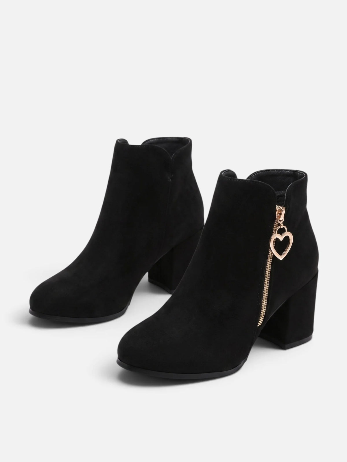 Women's Suede Look Zip Block Heel Ankle Boots