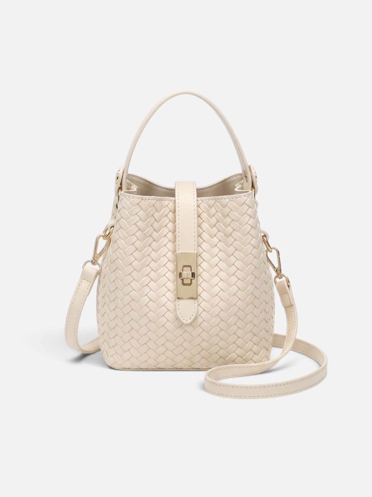 Women's Woven Leather Look Bucket Bag