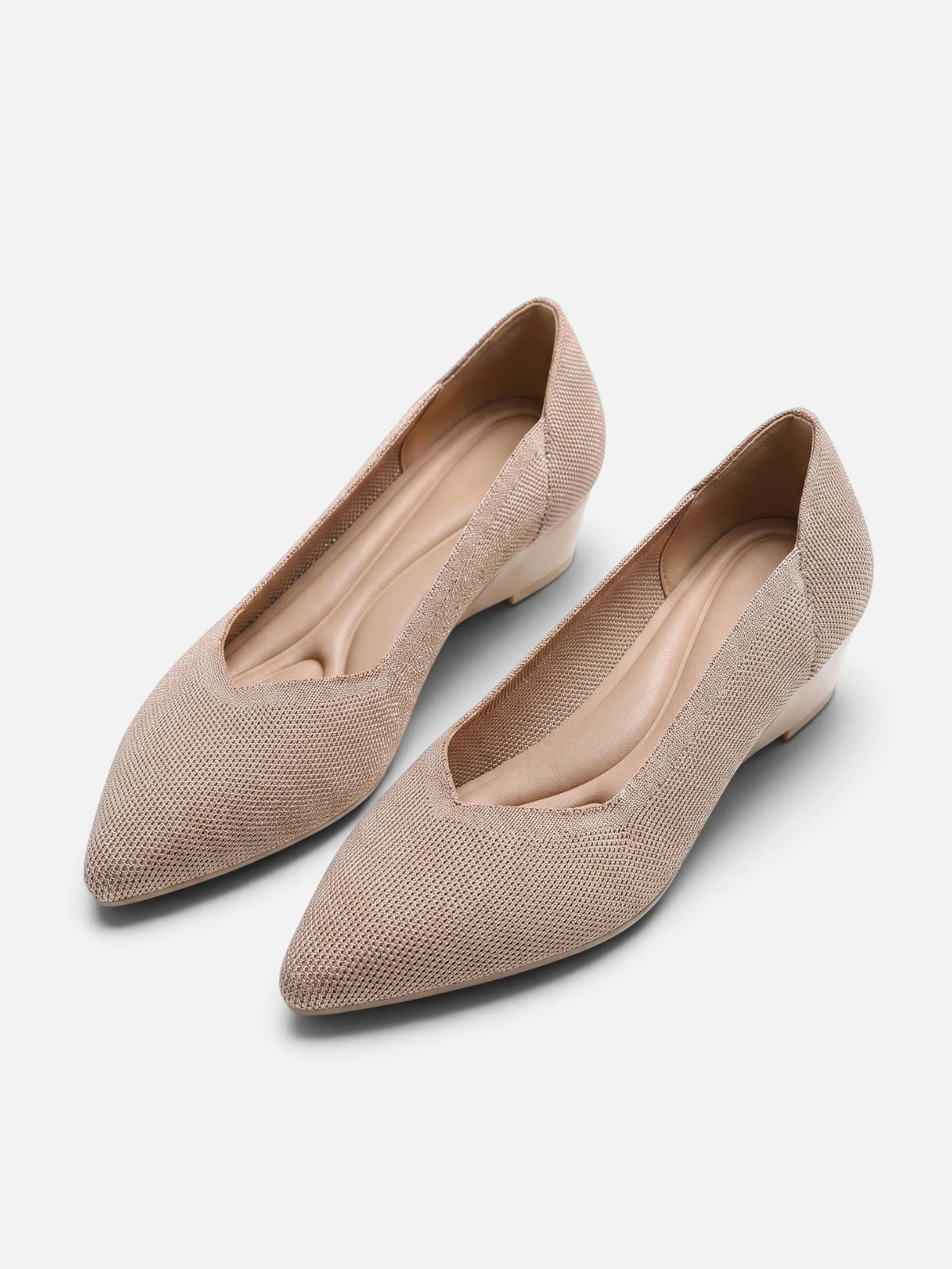 Women's Knit Pointed Toe Cushioned Wedge Pumps