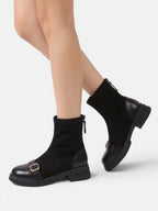Women's Suede Buckle Zip Ankle Boots