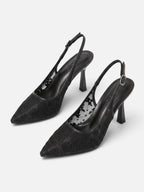 Women's Floral Lace Slingback Pointed Toe Pumps