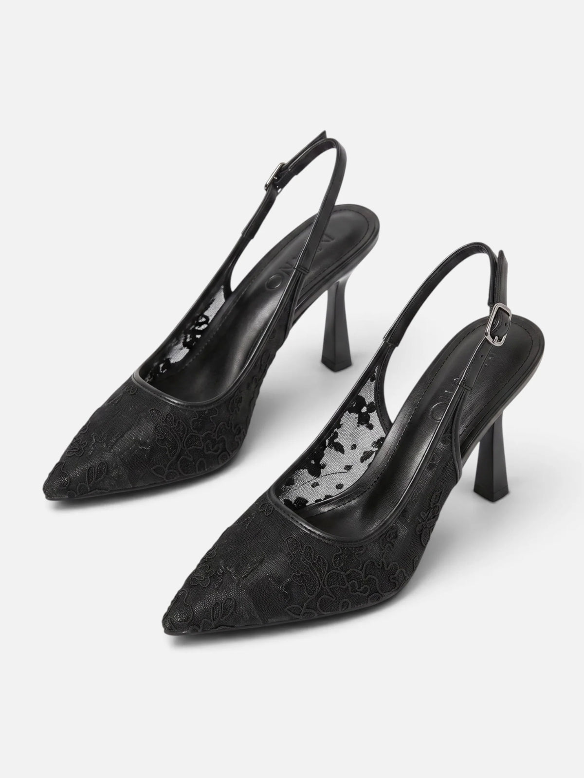 Women's Floral Lace Slingback Pointed Toe Pumps